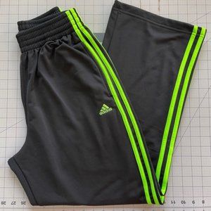 Men's Adidas 3 stripe pants, Small, Black/Green